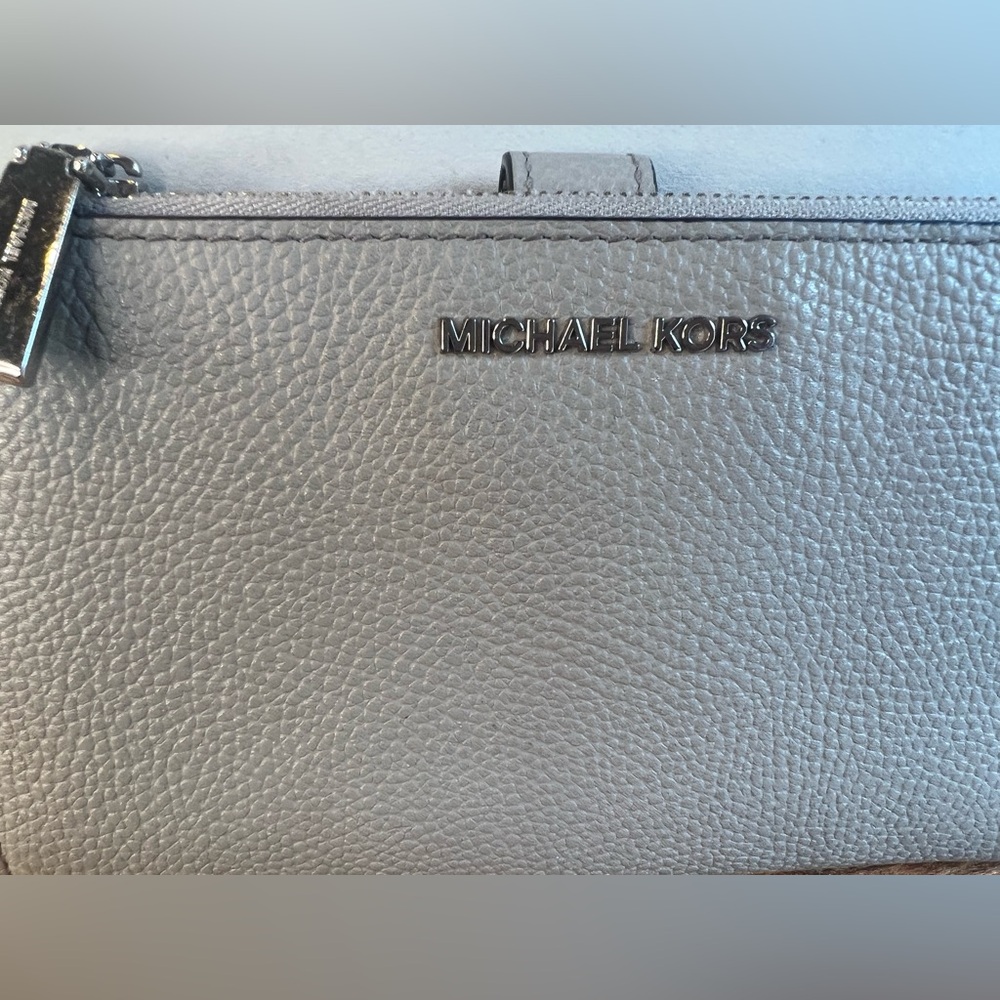Michael Kors Adele Double-Zip Silver-Tone Wristlet - Picture 5 of 14